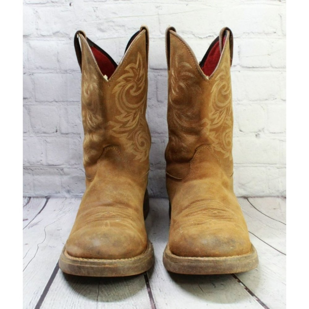 Rocky Brown Leather Pull On Mid Calf Western Cowboy Boots Size 12 M - Picture 4 of 10